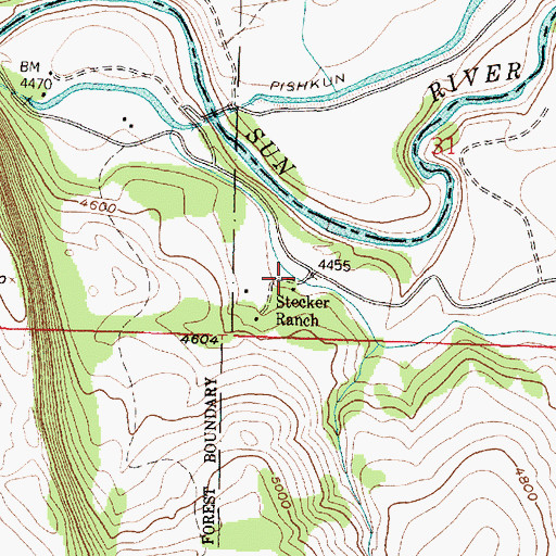 Topographic Map of Stecker Ranch, MT