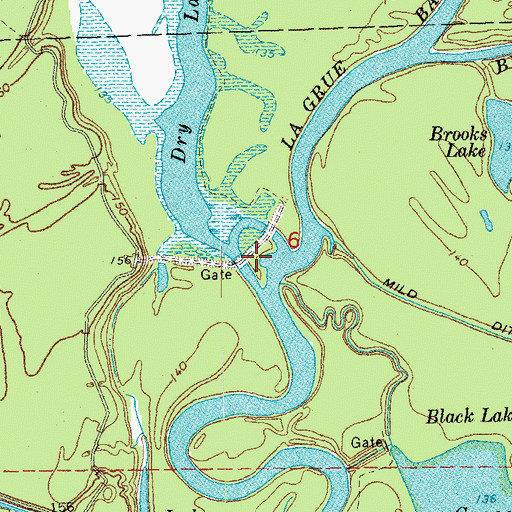 Topographic Map of Dry Lake Dam, AR
