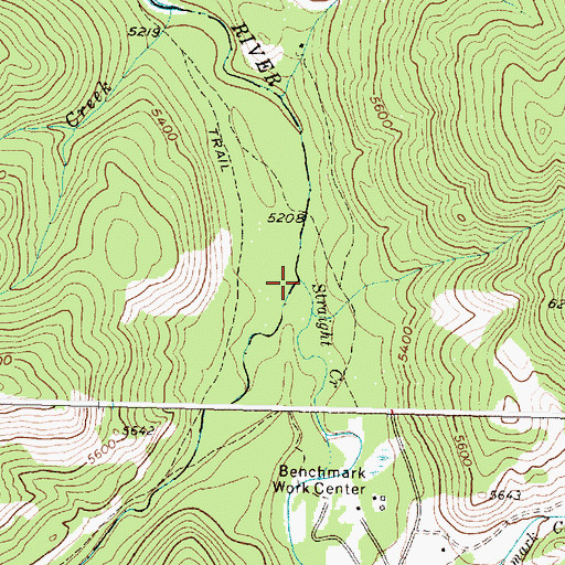Topographic Map of Straight Creek, MT