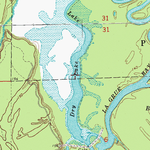 Topographic Map of Dry Lake, AR