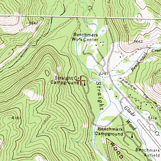 Topographic Map of Straight Creek Campground, MT