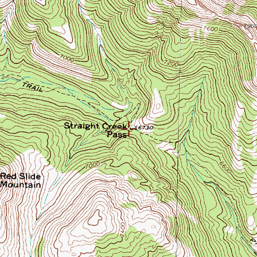Topographic Map of Straight Creek Pass, MT