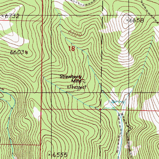 Topographic Map of Strawberry Mine, MT