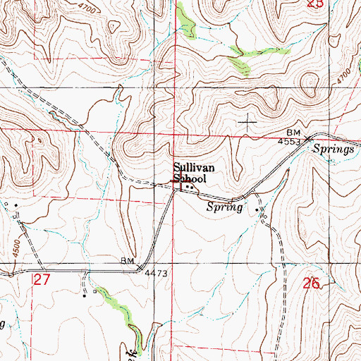 Topographic Map of Sullivan School (historical), MT