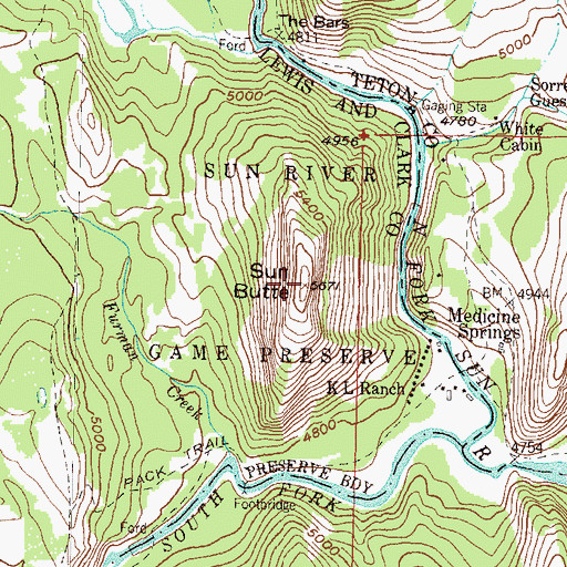 Topographic Map of Sun Butte, MT