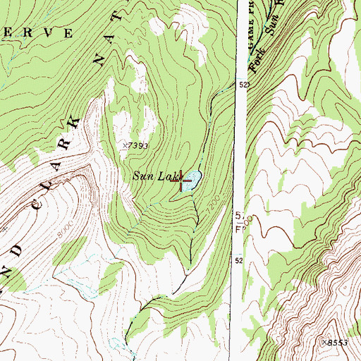 Topographic Map of Sun Lake, MT