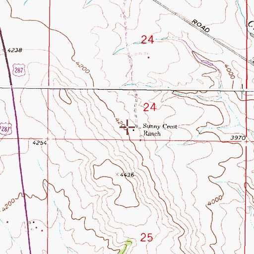 Topographic Map of Sunny Crest Ranch, MT