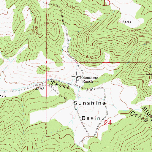 Topographic Map of Sunshine Ranch, MT