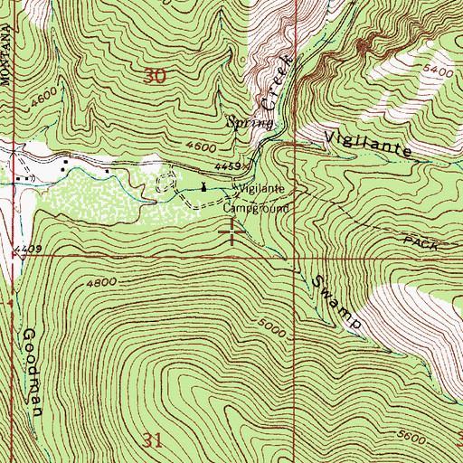 Topographic Map of Swamp Gulch, MT