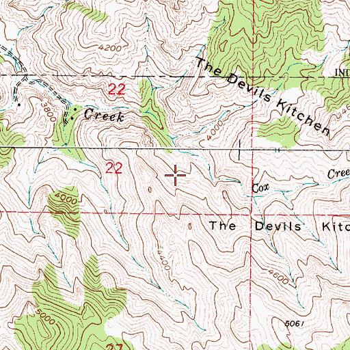 Topographic Map of The Devils Kitchen, MT
