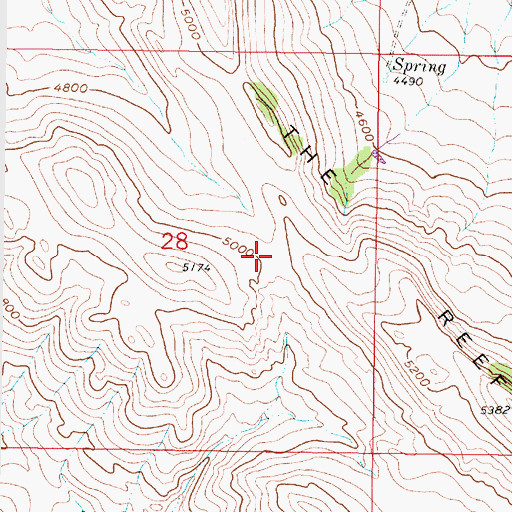 Topographic Map of The Reef, MT