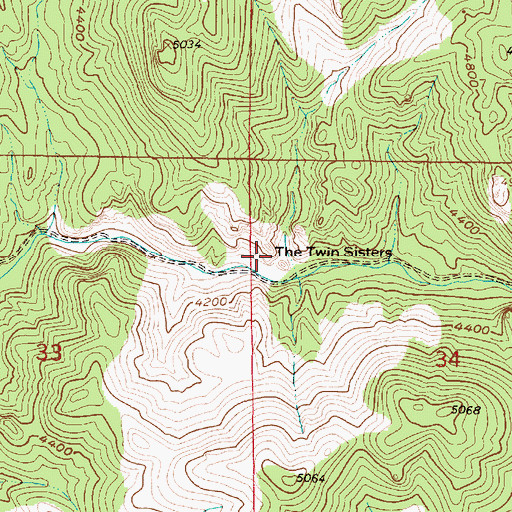 Topographic Map of The Twin Sisters, MT