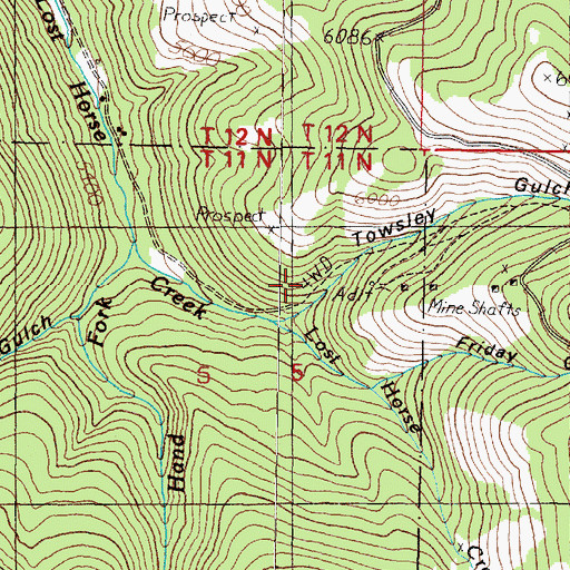 Topographic Map of Towsley Gulch, MT