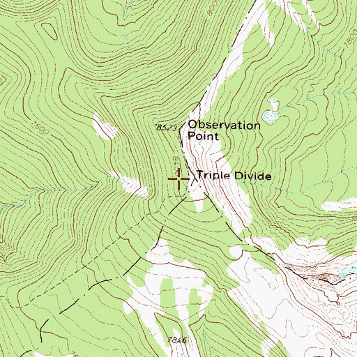 Topographic Map of Triple Divide, MT
