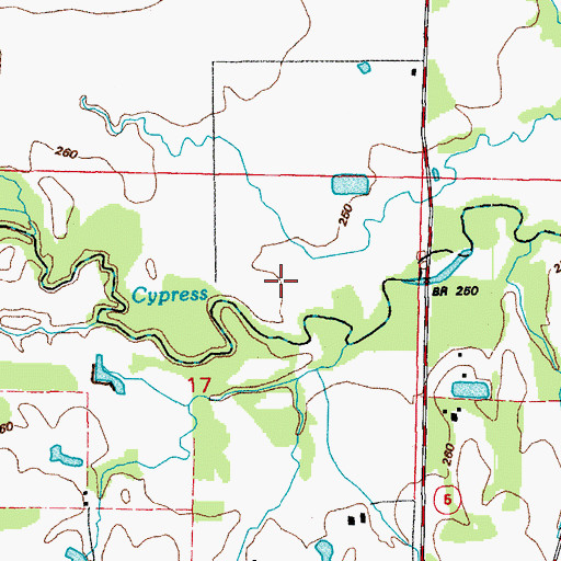 Topographic Map of Troutman Lake Dam, AR