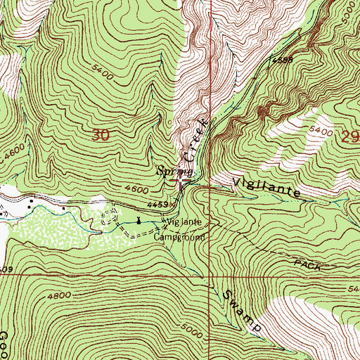Topographic Map of Trout Creek Canyon, MT