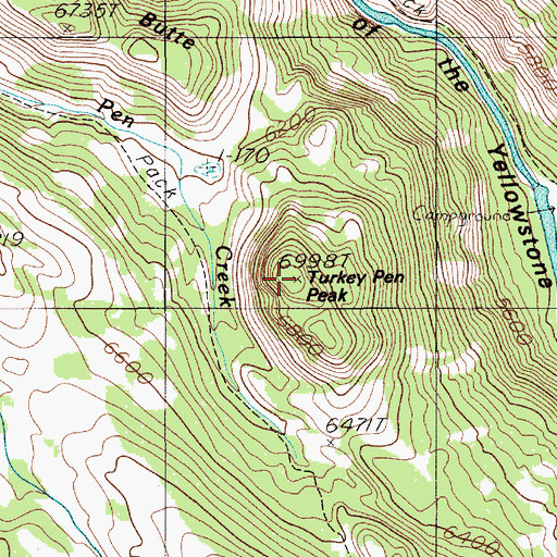 Topographic Map of Turkey Pen Peak, MT