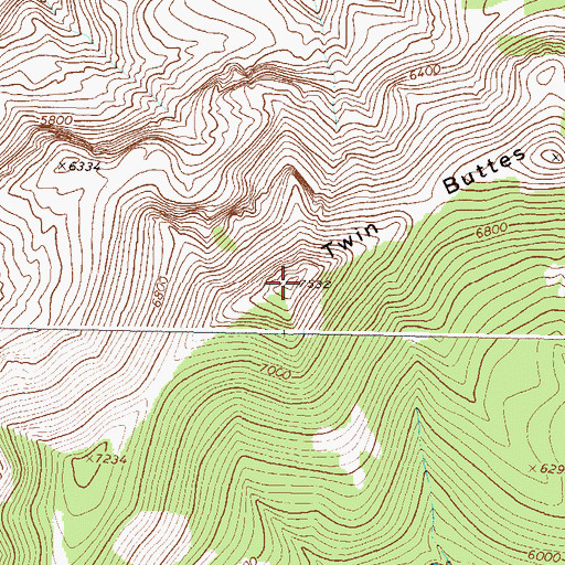 Topographic Map of Twin Buttes, MT