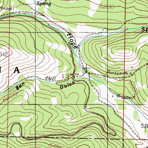 Topographic Map of Uncle Ben Gulch, MT