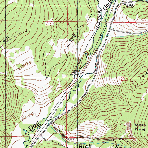 Topographic Map of Uncle George Creek, MT