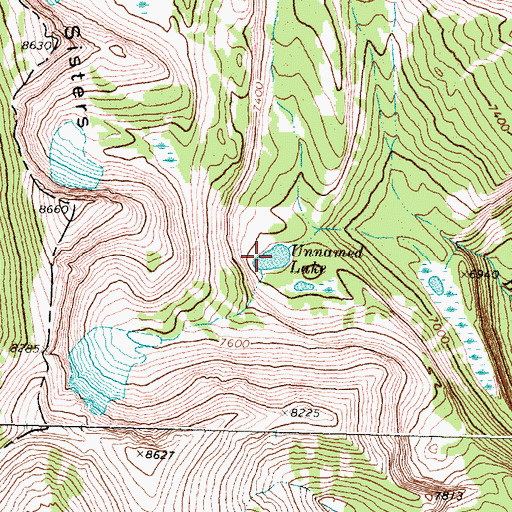 Topographic Map of Unnamed Lake, MT