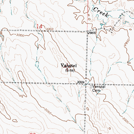 Topographic Map of Vanstel, MT