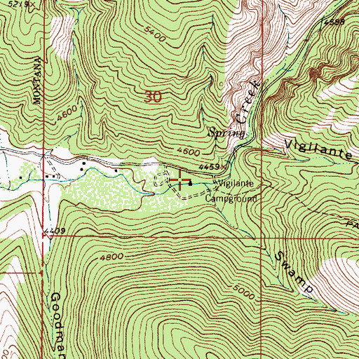 Topographic Map of Vigilante Campground, MT