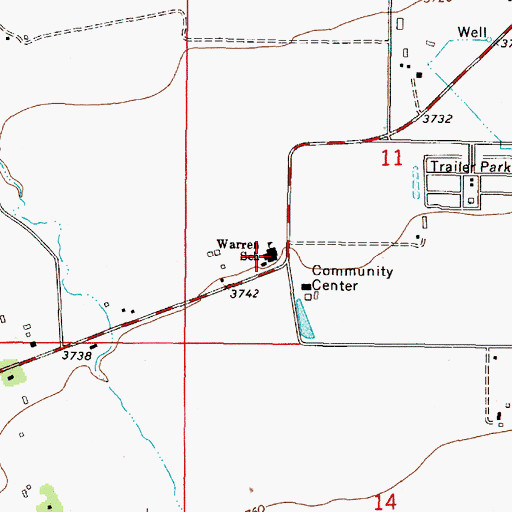 Topographic Map of Warren School, MT
