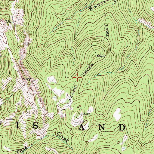 Topographic Map of Weasel Creek Trail, MT