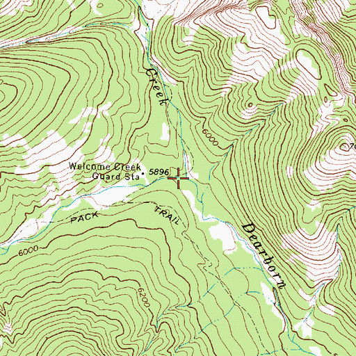 Topographic Map of Welcome Creek, MT