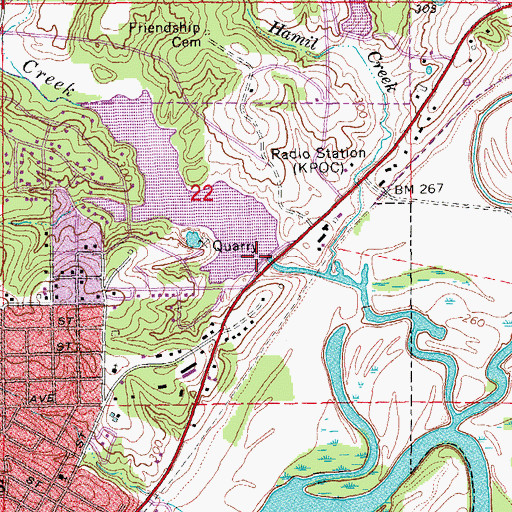 Topographic Map of Baltz Lake Dam, AR