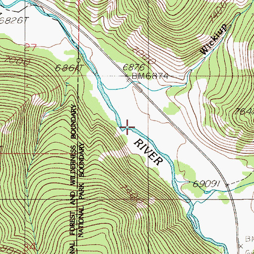 Topographic Map of Wickiup Creek, MT