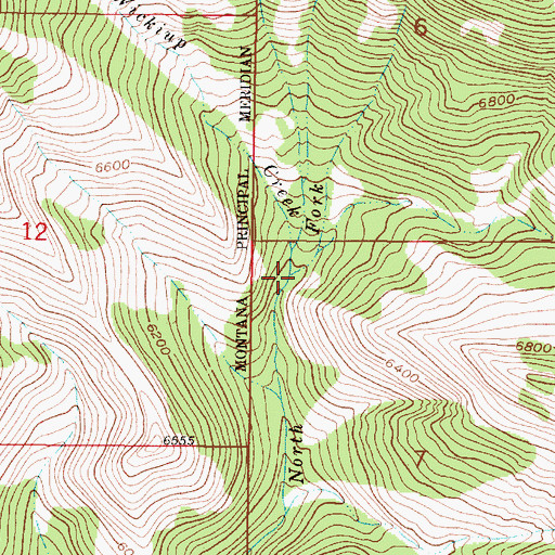 Topographic Map of Wickiup Creek, MT