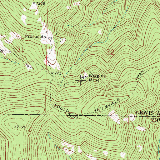 Topographic Map of Wiggins Mine, MT