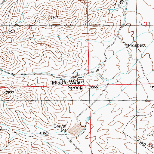 Topographic Map of Middle Water Spring, AZ