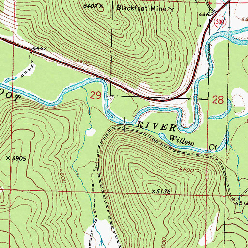 Topographic Map of Willow Creek, MT