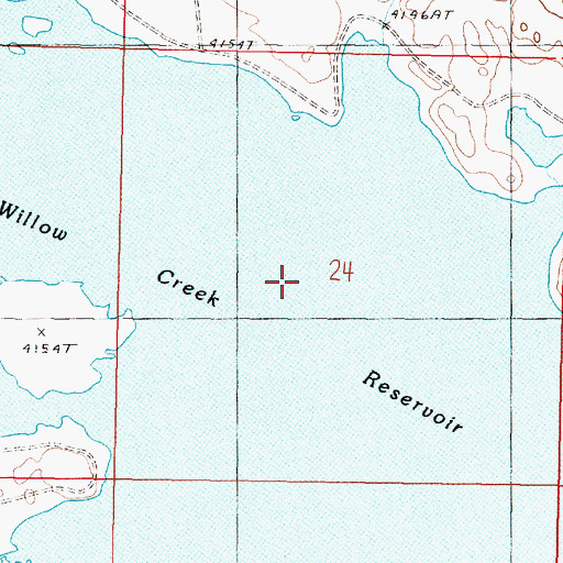 Topographic Map of Willow Creek National Wildlife Refuge, MT
