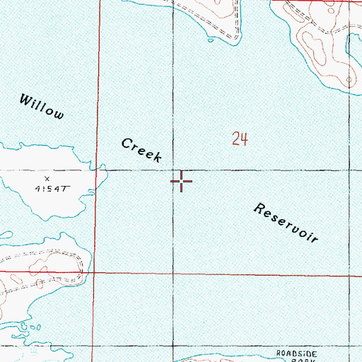 Topographic Map of Willow Creek Reservoir, MT