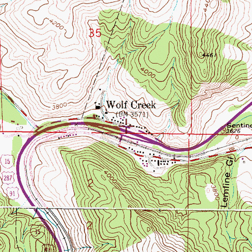 Topographic Map of Wolf Creek, MT