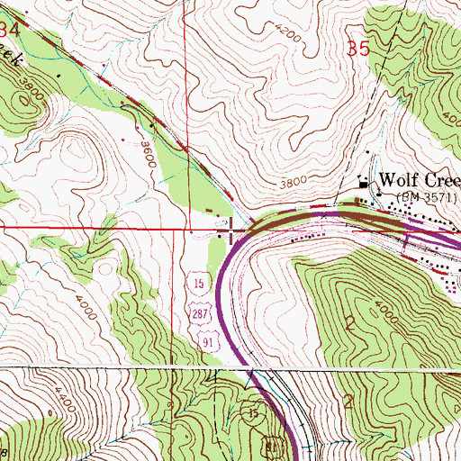Topographic Map of Wolf Creek, MT