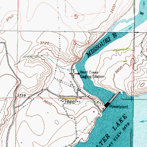 Topographic Map of Wolf Creek Gaging Station, MT