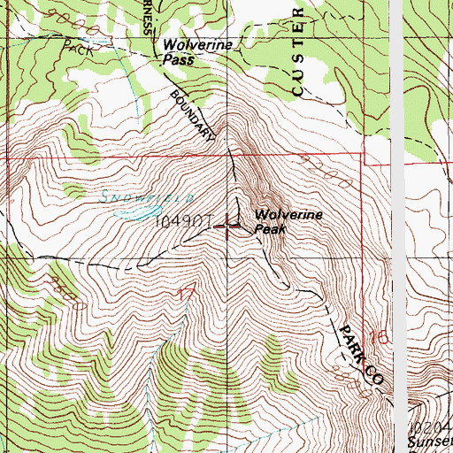 Topographic Map of Wolverine Peak, MT