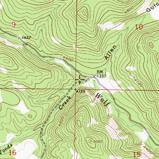 Topographic Map of Woods Creek, MT