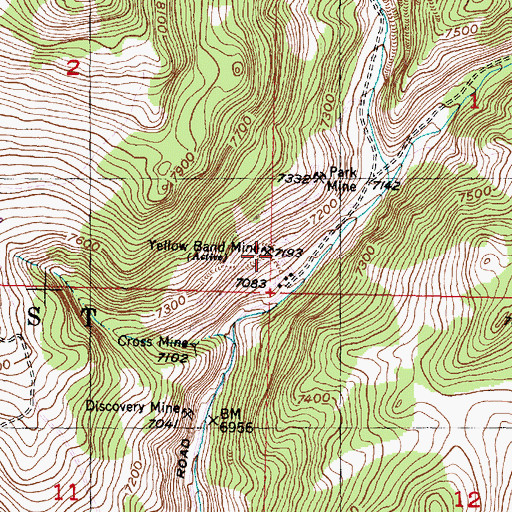 Topographic Map of Yellow Band Mine, MT