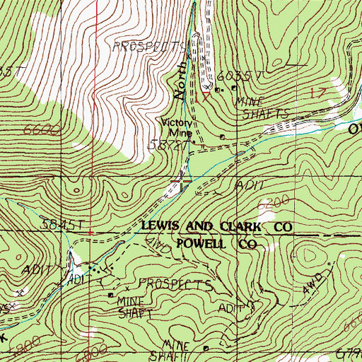 Topographic Map of North Fork Ophir Creek, MT
