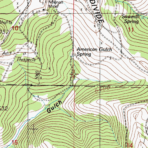 Topographic Map of American Gulch Spring, MT