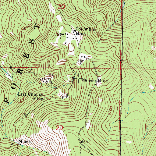 Topographic Map of Rover Mine, MT