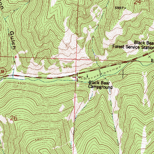 Topographic Map of Black Bear Campground, MT
