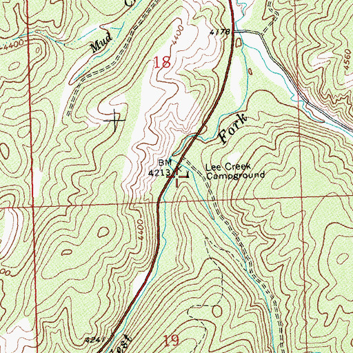 Topographic Map of Lee Creek Campground, MT