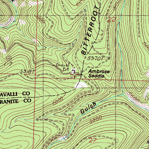 Topographic Map of Ambrose Saddle, MT